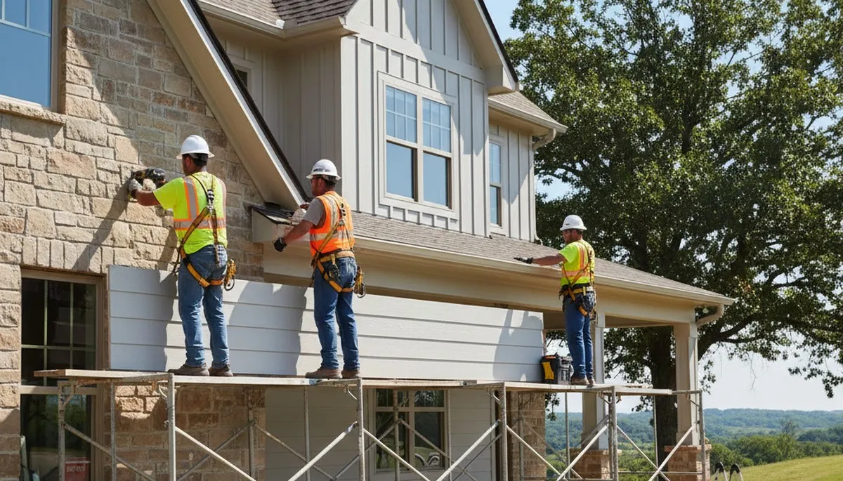 Tulsa, OK siding contractor installing durable vinyl siding on a home exterior
