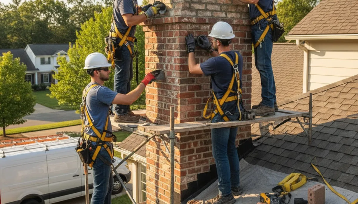 Tulsa, OK chimney repair for cracked mortar and structural siding damage by FX Remodeling & Exteriors